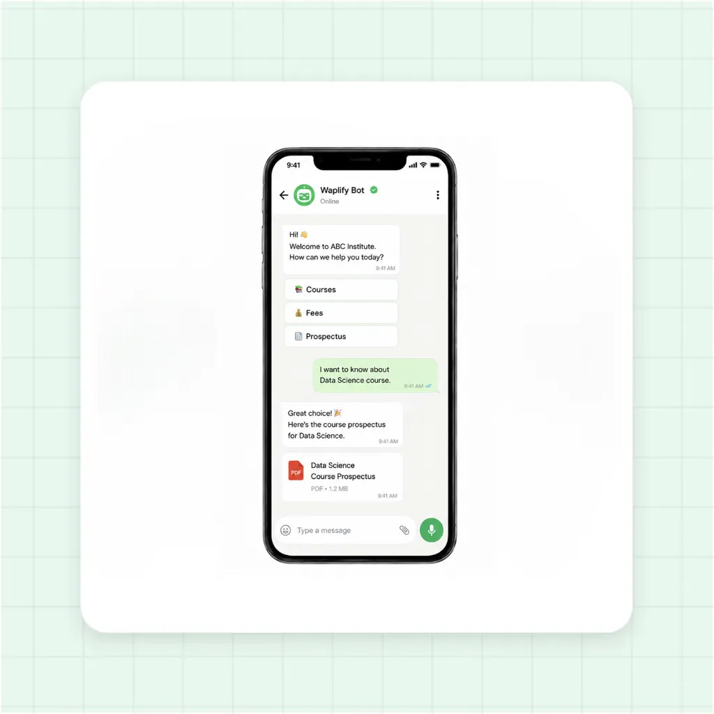 24/7 Admission Enquiry Chatbot Flow Builder