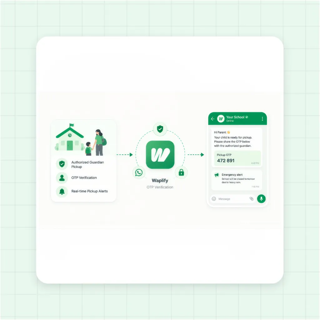 Child Pickup Security OTP and Safety Verification Flow on WhatsApp
