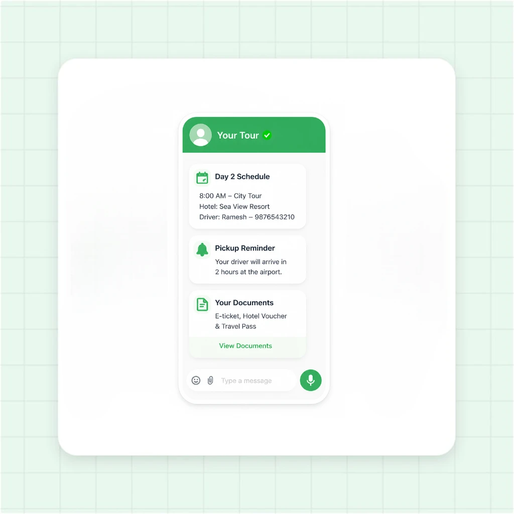 Interactive Travel Itinerary and Document Sharing Flow