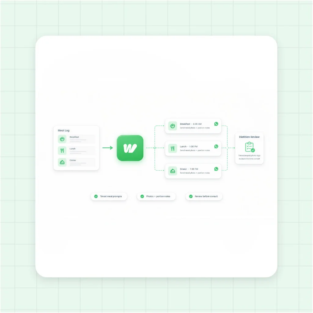 Automated Daily Food Log Reminders and Meal Photo Tracking for Dietitians on WhatsApp