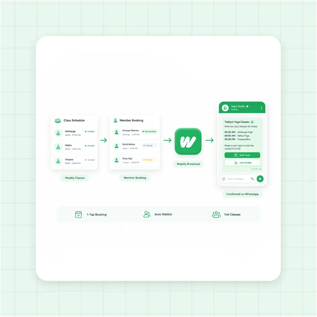 Yoga class slot booking automation on WhatsApp