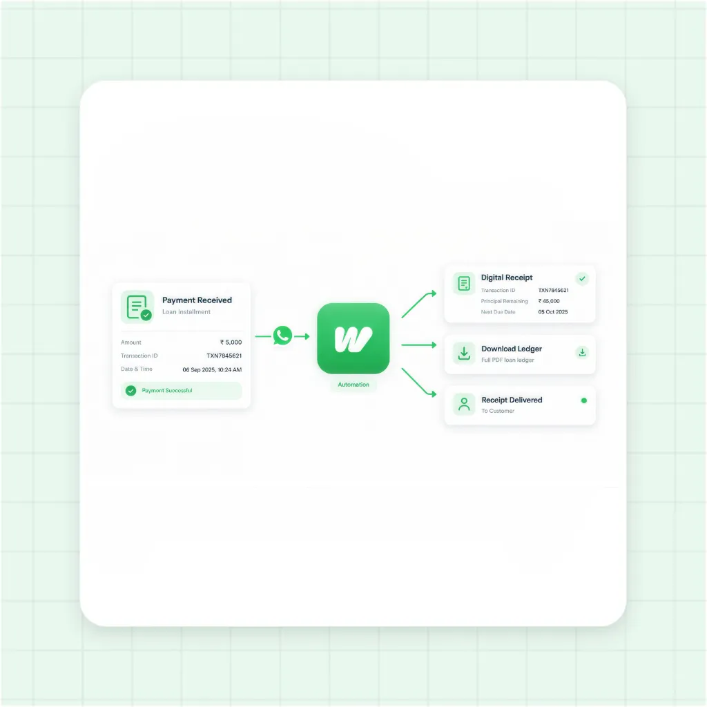 Digital Payment Receipt and Loan Ledger Delivery Flow on WhatsApp
